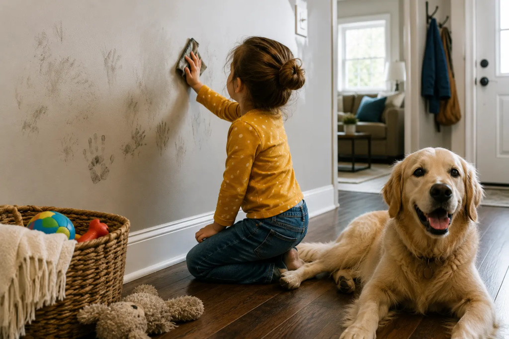 painting a home with kids and pets