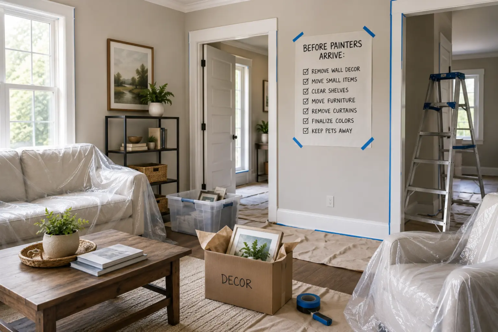 prepare home for professional painters